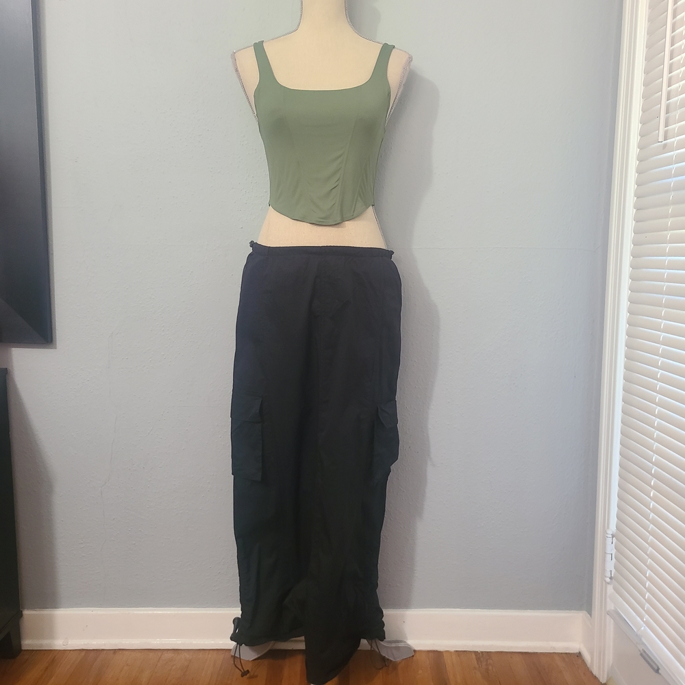 Idun‎ Jade by Block Cargo Drawstring Hem Gorpcore Streetwear Y2K Black Skirt Med